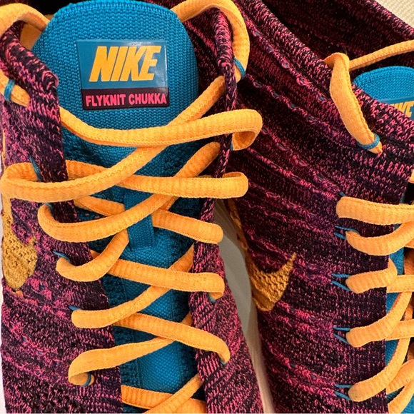 Size 10 - Nike Lunar Flyknit Chukka Grand Purple Laser Orange - Picture 4 of 9